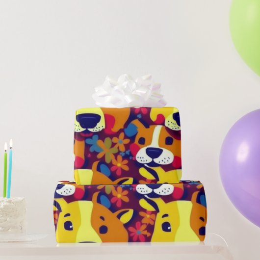 Mooie honden kleurrijke honden huisdier vibes Wrap Cadeaupapier (Feestgeschenken)