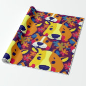 Mooie honden kleurrijke honden huisdier vibes Wrap Cadeaupapier (Uitgerold)
