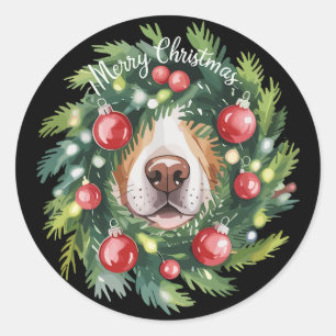 Mooie Honden Neus Kerstkrans Honden Moeder Hondenl Ronde Sticker