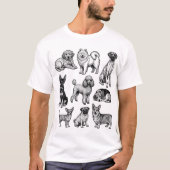 Mooie Honden Potloodschets Esthetisch T-Shirt (Voorkant)