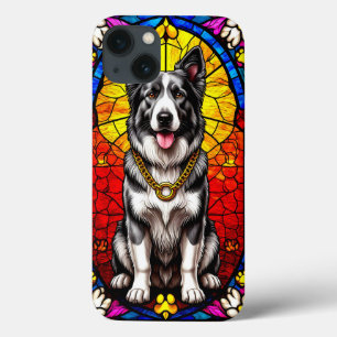 Mooie hondenportret in glas-in-lood kunstwerk Case-Mate iPhone case