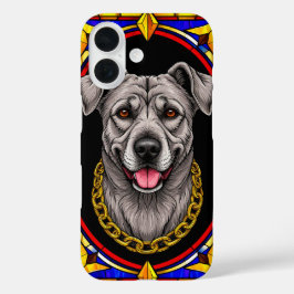 Mooie Hondenportret in Glas-in-Lood Kunstwerk iPhone 16 Hoesje