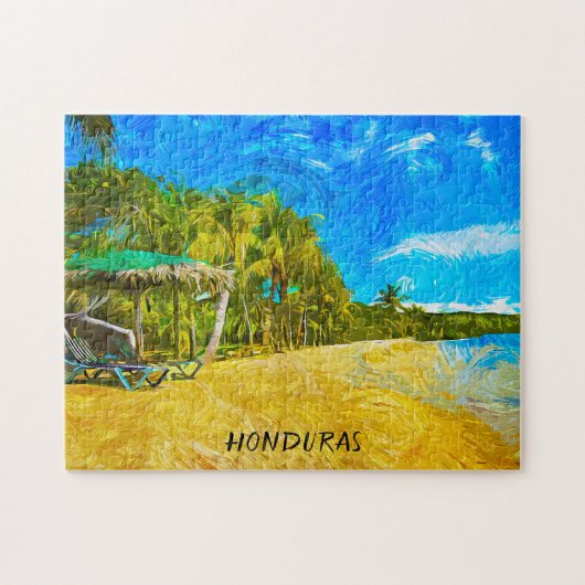 Mooie Honduras Ocean Uitzicht olieverf Legpuzzel (Horizontaal)