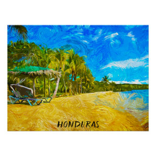 Mooie Honduras Ocean Uitzicht olieverf Perfect Poster