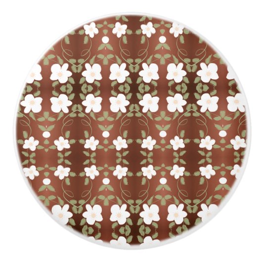 Mooie Honey Brown Flowered Cabinet pull Keramische Knop (Voorkant)