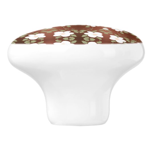 Mooie Honey Brown Flowered Cabinet pull Keramische Knop (Zijkant)