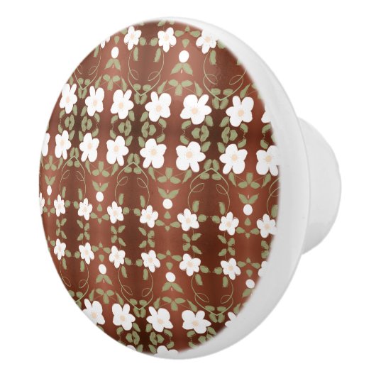 Mooie Honey Brown Flowered Cabinet pull Keramische Knop (Rechts)