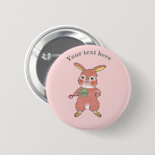 Mooie hongerige konijn konijn Roze knoop Ronde Button 5,7 Cm