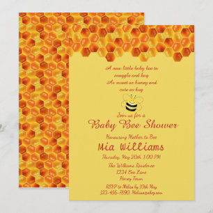 Mooie honingbij-thema babyshower uitnodiging