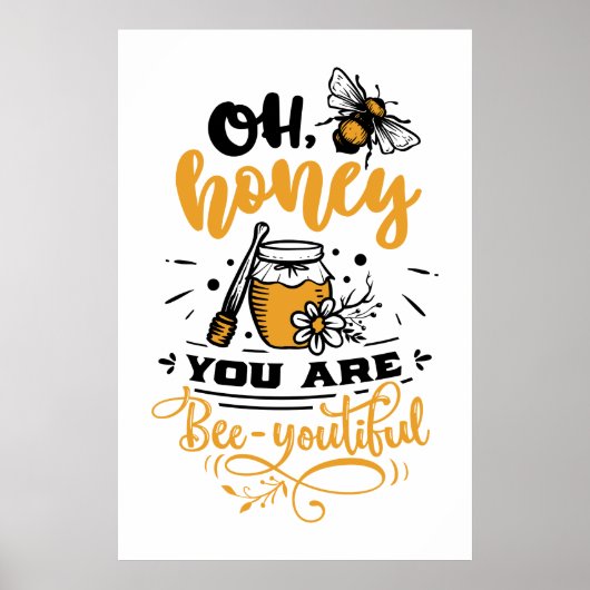 mooie honingbijenwoordkunst poster (Voorkant)