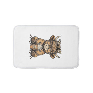 Mooie Hoogland Koe Koffie Vintage Vector T-shirt_1 Badmat