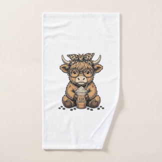 Mooie Hoogland Koe Koffie Vintage Vector T-shirt_1 Handdoek