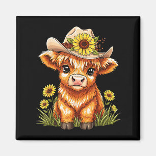 Mooie Hooglandkoe Zonnebloemenboerderij Schotse Ho Magneet