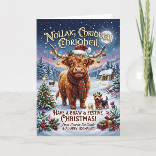 Mooie Hooglandrund Kerstkaart Kaart