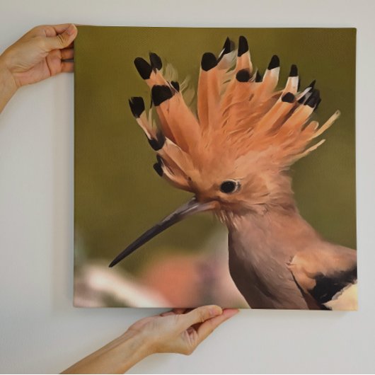 Mooie hoopvogel met kroon op veren canvas afdruk