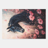 Mooie Horse Blush Pink Wildflowers Decoupage Inpakpapier Vel (Voorkant 2)