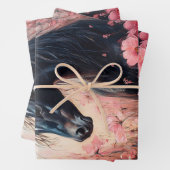 Mooie Horse Blush Pink Wildflowers Decoupage Inpakpapier Vel (In situ)