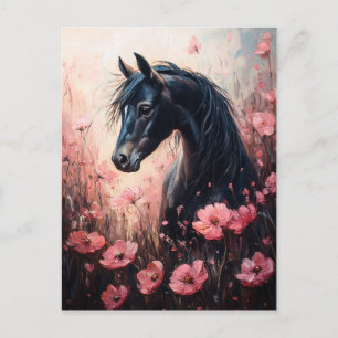 Mooie Horse Blush Roze Wildflowers Briefkaart