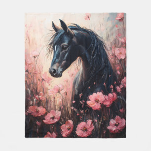 Mooie Horse Blush Roze Wildflowers Fleece Deken