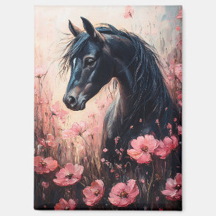 Mooie Horse Blush Roze Wildflowers Magneet