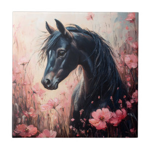 Mooie Horse Blush Roze Wildflowers Tegeltje