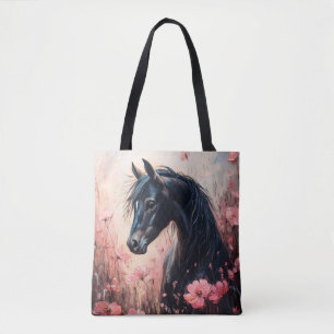 Mooie Horse Blush Roze Wildflowers Tote Bag
