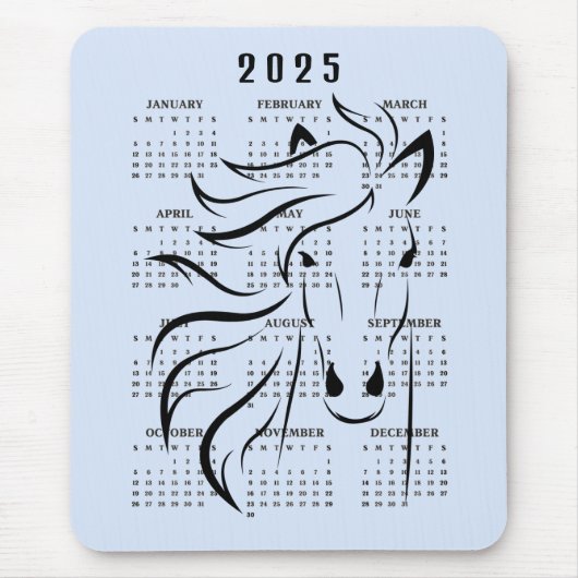 Mooie Horse Design 2025 Kalender Muismat (Voorkant)
