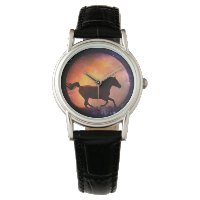 Mooie Horse en Moon Watch Horloge (Voorkant)