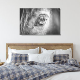 Mooie Horse Eye zwart en wit Canvas Afdruk