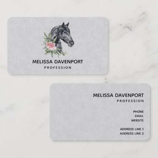 Mooie Horse Head Portrait Waterverf Business Visitekaartje (Voorkant / Achterkant)