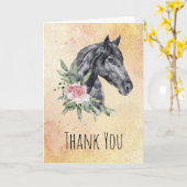 Mooie Horse Head Portret Waterverf Hartelijk dank Kaart (Gele Bloem)