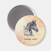 Mooie Horse Head Portret Waterverf Hartelijk dank Magneet (Voorkant / Achterkant)