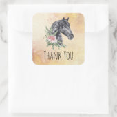 Mooie Horse Head Portret Waterverf Hartelijk dank Vierkante Sticker (Tas)