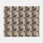 Mooie Horse Red Barn Rope Wood Lijst Fleece Deken (Voorkant (Horizontaal))