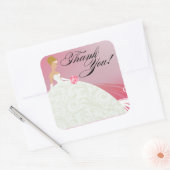 Mooie Hot Pink en White Luxe Dank u Vierkante Sticker (Envelop)