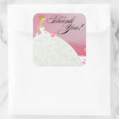 Mooie Hot Pink en White Luxe Dank u Vierkante Sticker (Tas)