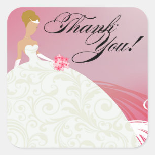 Mooie Hot Pink en White Luxe Dank u Vierkante Sticker