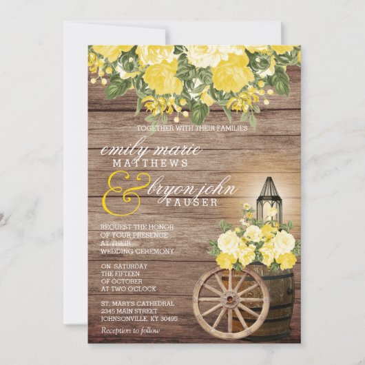 Mooie houten eekhoorn en gele bloemen kaart (Voorkant)