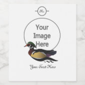 Mooie Houten Eend Zwemt Wijn Etiket (Enkel label)