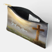 Mooie houten kruis bijbel vers gepersonaliseerd etui (Open)