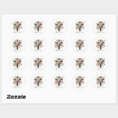 Mooie houten paaskruis ronde sticker (Vel)