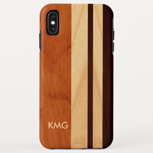 Mooie houten strepen met monogram Case-Mate iPhone case (Achterkant)