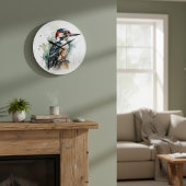 Mooie houthandelaar op een houten poel grote klok