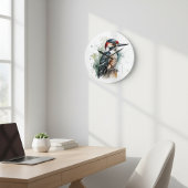 Mooie houthandelaar op een houten poel grote klok