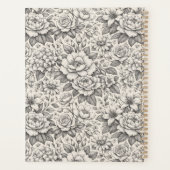 Mooie houtskool zwart en wit geëtste bloemen planner (Achterkant)