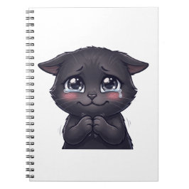 Mooie Huilende Zwarte Kat die Smeekt Canvas Muurku Notitieboek