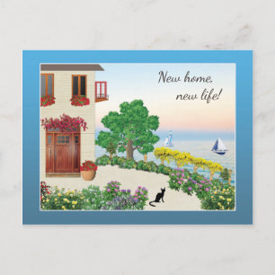 Mooie huis aan het meer / aan zee adreswijziging aankondigingskaart