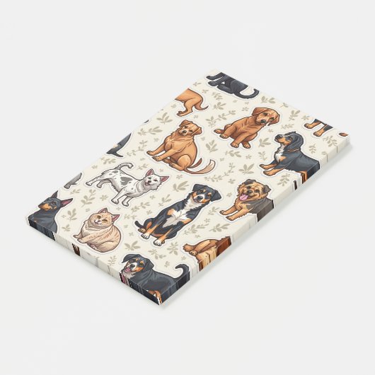 Mooie huisdier handgeschreven notities post-it® notes (Schuin)