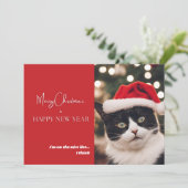 Mooie huisdier kat kerstkaart (Staand voorkant)