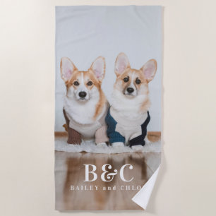 Mooie huisdierhonden Foto Monogram Namen Zomer Strandlaken